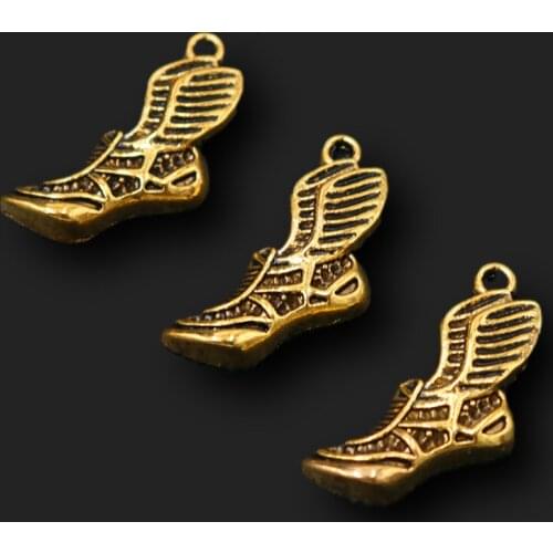 12pcs Gold Plated Winged Boots Pendants Hip Hop Earrings Bracelet Metal Accessories DIY Charm For Jewelry Crafts Making A816