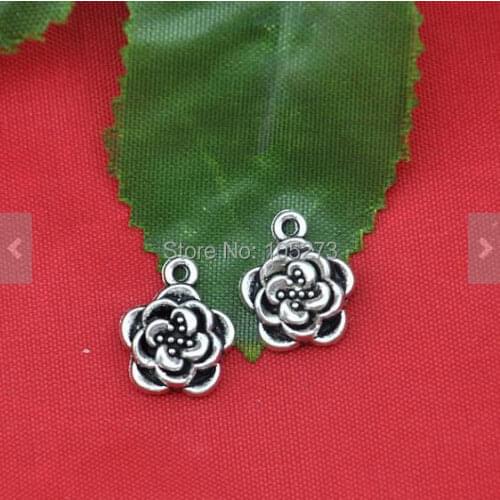 15X13MM 20pcs Antique Silver Rose Flower Charm Pendant - DIY Jewelry Findings Wholesale