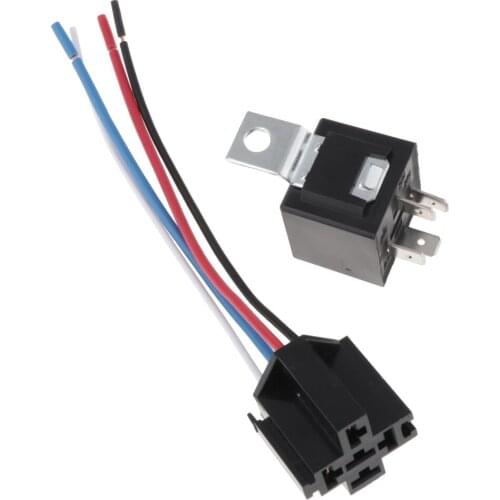 40A 4-Pin Relay Socket Harness Connector For Car Truck + Harness Sockets