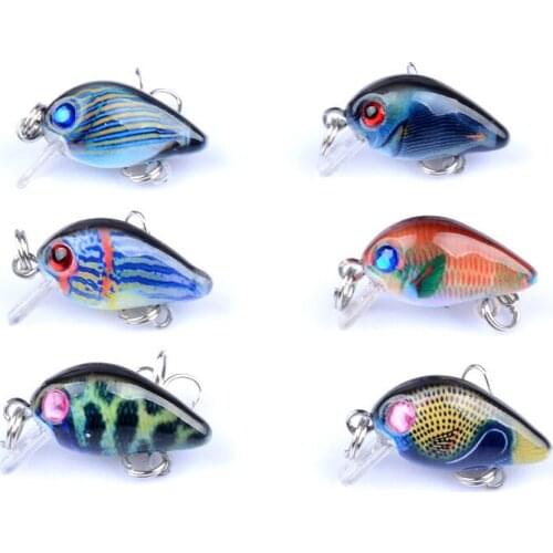 6pcs Mini Topwater Wobblers Crankbait Artificial Hard Bait Fake Fishing Lures Swimbait Fishing Tackle Hook For Herring