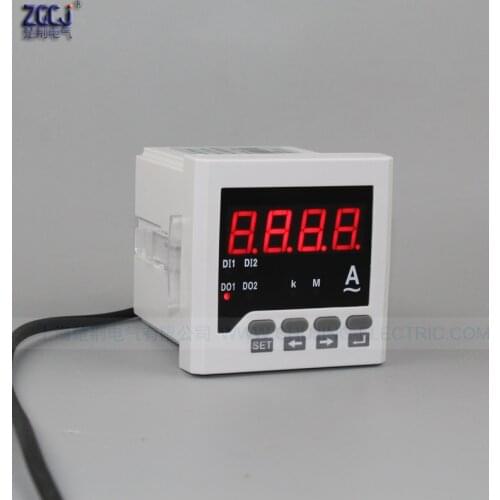 AC/DC 85-265V AC 0-5A 72*72*80mm mini Digital AC current meter with alarm relay function ampere meter with alarm CJ-AA61-O