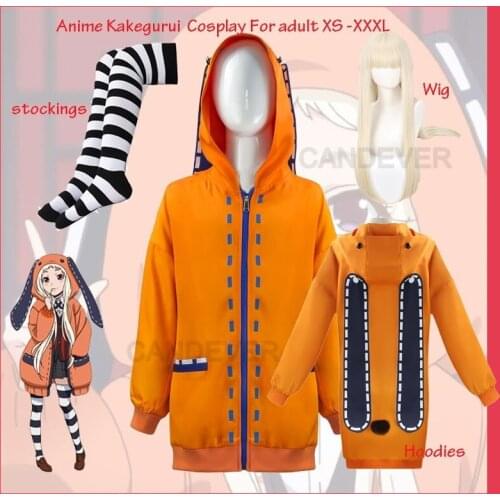 Anime Kakegurui School Girl JK Uniform Hoodie Wig Runa Yomotsuki Cosplay Costume Kirari Jabami Yumeko Women Halloween Dress