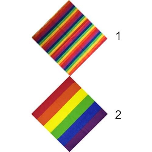 Festival Rainbow Colorful Seven Stripes 55x55CM Unisex Cotton Pocket Square Scarf Headband Bandana Gay Parade Wristband Neck Tie