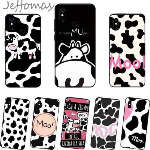 Cow Print Black White Phone Case For Xiaomi Mi A1 A2 5 6 6PLUS 8 9 SE Lite MIX 2 2S MAX 2 3 Pocophone F1