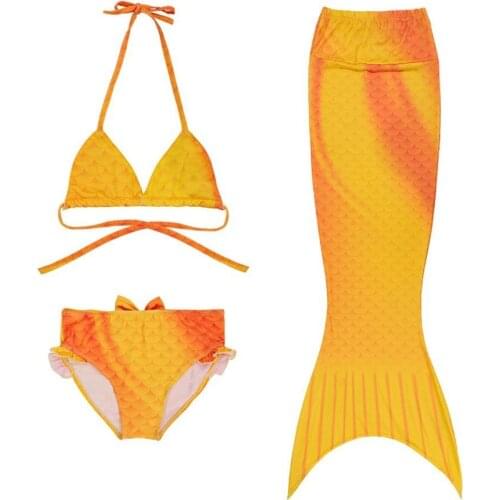 3Pcs Bikini Set Swimmable Ariel Mermaid Costumes Bathing Suit Kids Mermaid Tails Cosplay Costume Child Halloween Fancy Clothes
