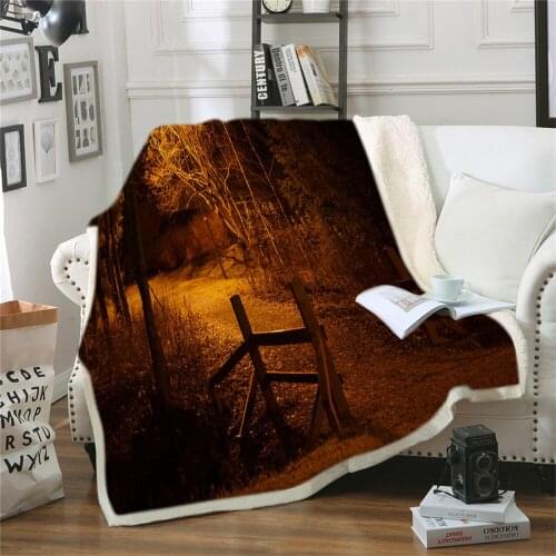 Custom Throw Blanket for Sofa Couch Nature Tree Landscape Sherpa Blanket Natural Scenery Art Plush Blanket Room