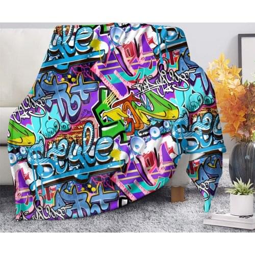 Upetstory Designer Custom Graffiti Print Blanket Throw Bedding Sheet Large Size Warm Soft Thick Sofa Sherpa Blankets Adult Kids