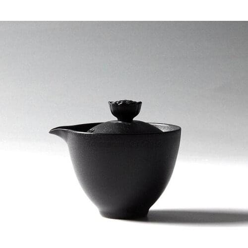 Elegant Black Pottery Gaiwan,Chinese Tureen Teaset Traditional Ceramic Kung Fu Tea Cup,Teapot Zen Tea ceremony Drinkware