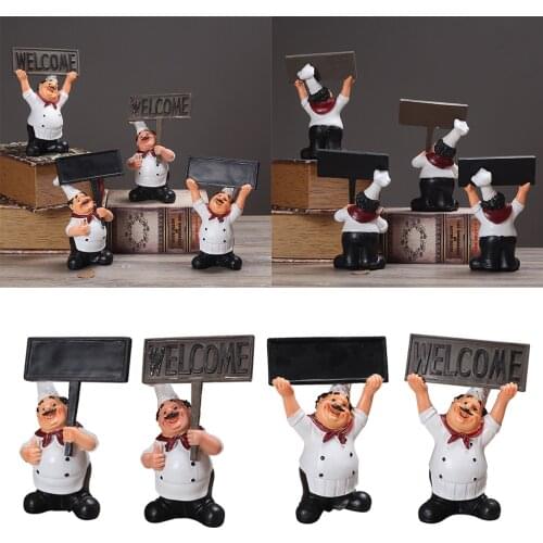 Resin Blackboard Chef Figure Welcome Ornament For Shop Hotel Decor Home Garden Decor Cafe Ornament