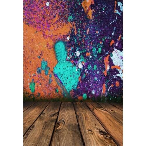 VinylBDS Photo Studio Backdrop Wood Floor Colorful Bricks Photography Graffiti Back Photographic Studio J01129