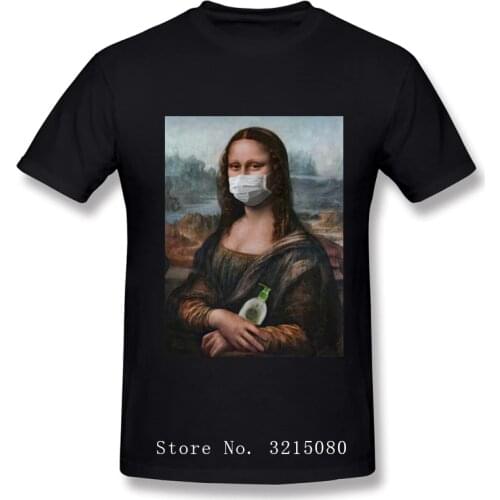 Mona Lisa Mask Parody Aesthetic Tshirts Vintage MICHELANGELO Art Funny T-Shirts for Men 2020 Popular T Shirt 100 Cotton