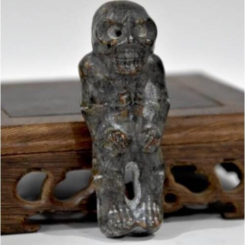 Hongshan culture archaize black iron meteorite Skeleton statue