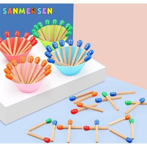 Match Toy Logical Thinking Math Toys Match Stick Geometry Matching Toy Childrens Educational Games Wooden Supplies Table Games