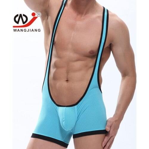 Personality fashion Sexy mens underwear Male Jockstrap Leotard Wrestling Singlet Bodysuit Man Elastic Siamese vest pants Shaper