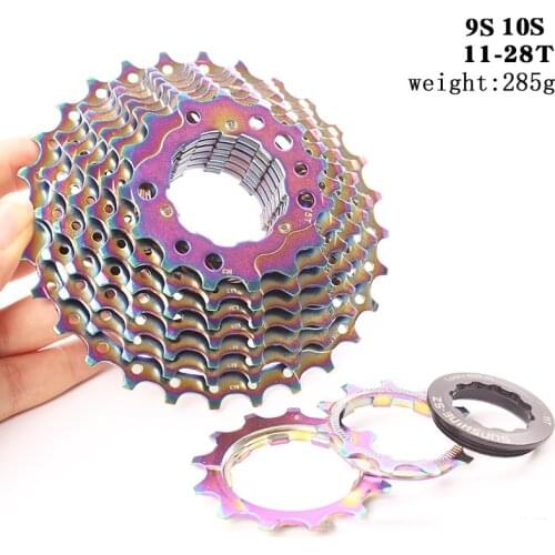 Colorful Road Bike 9 10 Speed Cassette Ultralight 11-28T Gravel bike Freewheel K7 11V 9s 10s Flywheel Sprocket For SHIMANO