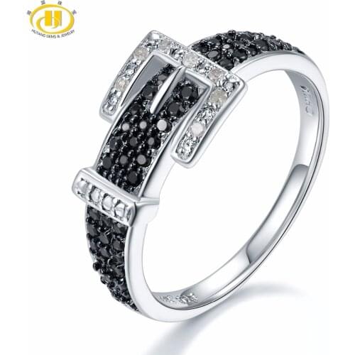 Hutang Diamond Wedding Rings Natural Gemstone Spinel 925 Sterling Silver Belt Shape Ring Fine Stone Jewelry for Women Girls New