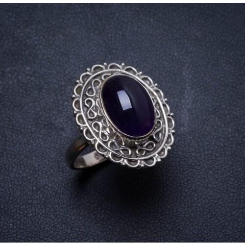Natural Amethyst Handmade Unique 925 Sterling Silver Ring, US size 7.75 X2978