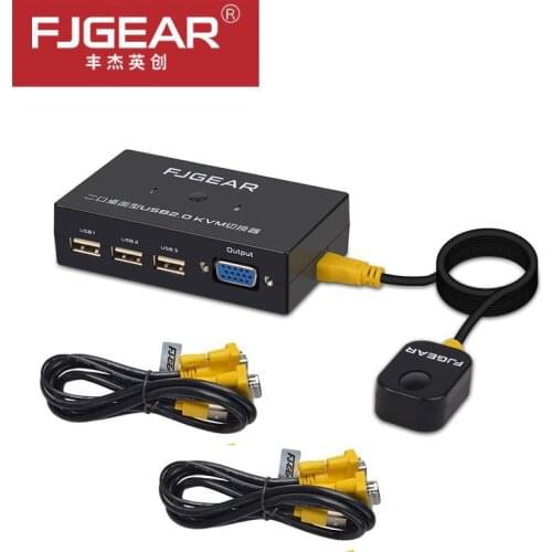 2 Port kvm switch VGA switch Wired Remote Controller Select with Cable 1920x1440 High Resolution