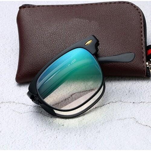 Lightweight Folding Reading Glasses Men Women Antifatigue Anti-blue Ray Portable Presbyopic Glasses Black big frame with case