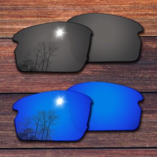 OOWLIT 2 Pairs Polarized Sunglasses Replacement Lenses for Oakley Flak 2.0-Dark Black+Deep Blue