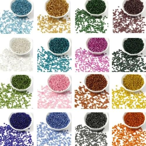 Multicolor Glass Seed Beads Cylinder Silver Color Lined Loose Beads DIY Necklace Jewelry 3mm x 2mm,1Packet ( 18000PCs/Packet)