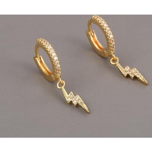 Fashion Small Round Mini Lightning Drop Earrings For Women White Cubic Zirconia Hoop Ear Rings Fine Luxury Jewelry Gifts
