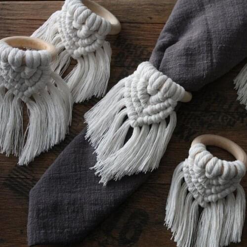 Macrame Napkin Ring Set Boho Handmade Napkin Holders For Wedding Party Table Decoration