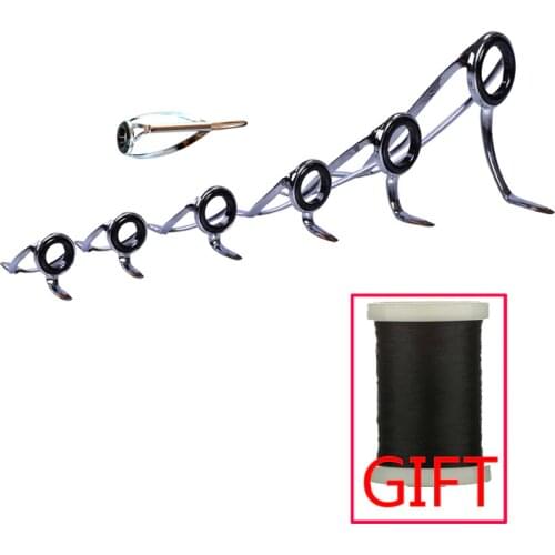 8pcs/kit Surf Rod Guides Boat Rod Guides Rings CR bracket imported SIC enhanced super hard stainless steel frame DIY Rod guide