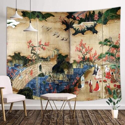A View Of Maple Trees Along The Kiyotaki River Takao Tu Painted Tapestry Interior Art Wall In Northern Kyoto
