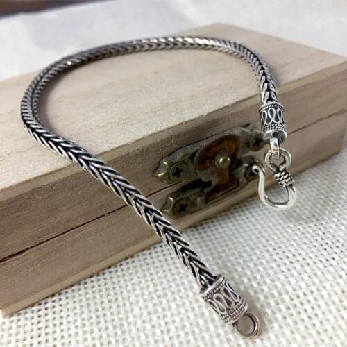 Pure 100%n925 Sterling Silver Woven Chain Bracelet For Men Women Simple Style Thai Silver Jewelry Friendship Braided Bracelet