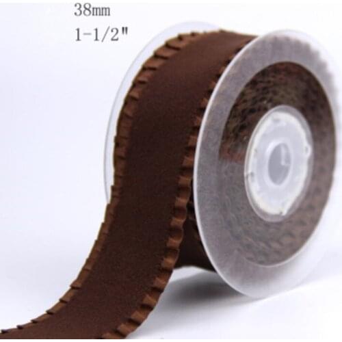 16/25/38mm Coffee Pleated Lotus Leaf Edge Velvet falbala Ribbon for Lace Trimming Gift Box Wrapping Crafts Packing DIY 30Yards