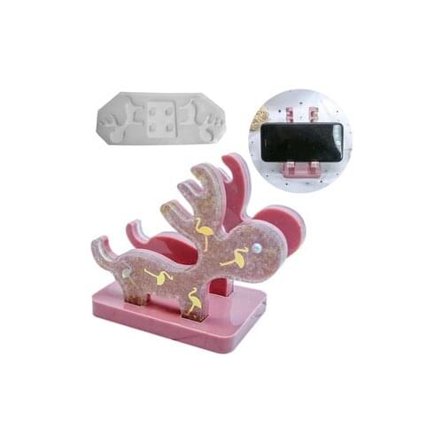 Crystal drop plastic mold creative elk mobile phone support backplane mirror resin DIY deer display table