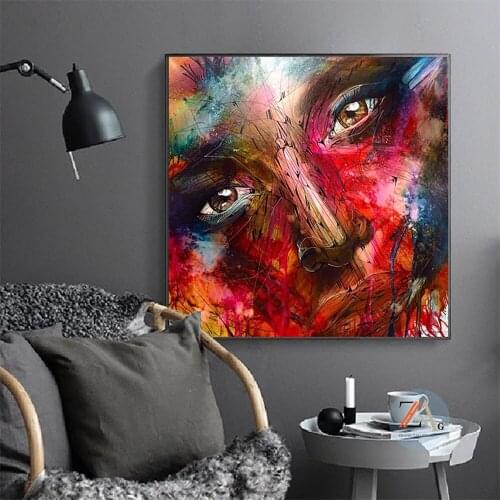 Graffiti portrait abstract woman oilcloth painting posters and printed wall art painting living room bedroom home decoration