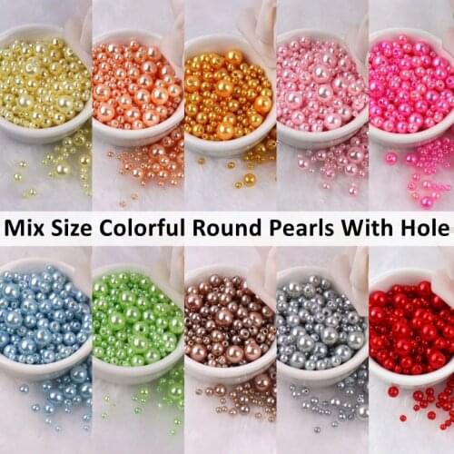 Multi Size 3/4/5/6/8mm Colorful Beads With Hole Round Pearl Acrylic Imitation Pearls DIY For Jewelry Making Craft Garments Sew