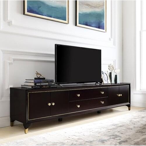 American light luxury TV cabinet tea table combination living room solid wood TV cabinet modern simple storage cabinet