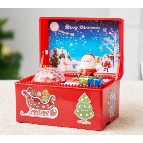 Christmas Style Music Box Beautiful Plastic Creative Santa Claus Decor LED Music Box for Party Holiday Music Box Xmas Kids Gifts
