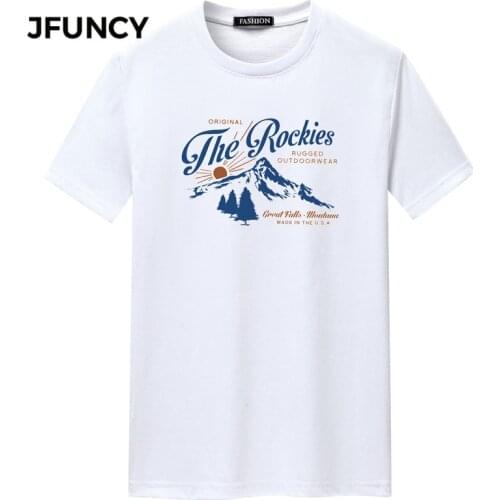 JFUNCY Casual Male Clothes Man Tee Shirt Mens Shirts Oversize Short Sleeve Men Streetwear Tshirt Letter Print Harajuku Tops