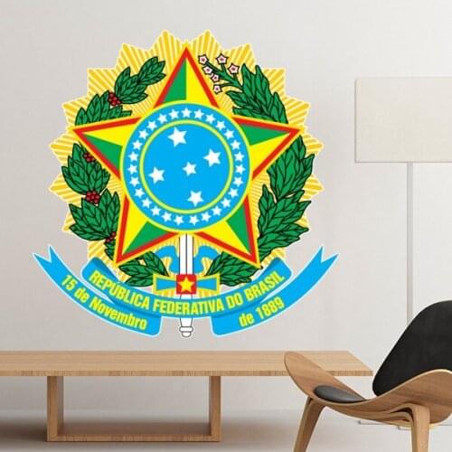 Brisil National Emblem Country Symbol Mark Pattern Removable Wall Sticker Art Decals Mural DIY Wallpaper for Room Decal