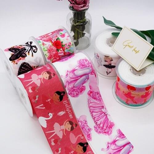 DIY Cartoon Ballet Printed Grosgrain Ribbon For Craft Supplies Sewing Accessories 5 Yards. 28250