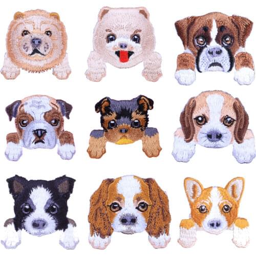 Dog Rabbit Patches for Clothing Iron on Embroidered Sewing Applique Cute Sew on Fabric Badge DIY Apparel Accessories Decoration