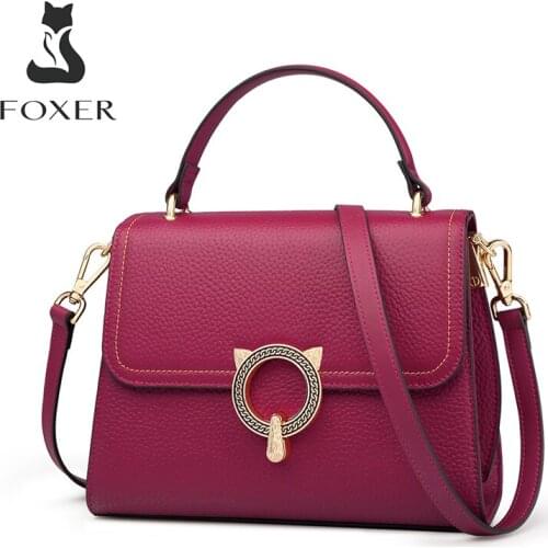 FOXER 2020 Fashion Lady Handbag Genuine Leather Women Soft Shoulder Crossbody Bags Classical Small Purse Messenger Tote Bag
