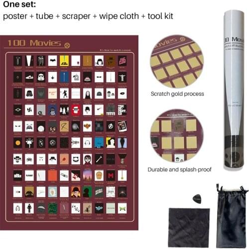 Top 100 Movie Scratch Posters Wall Decoration Movie List Posters for Movie Lovers Posters Home Decor Teenager Precious Gift