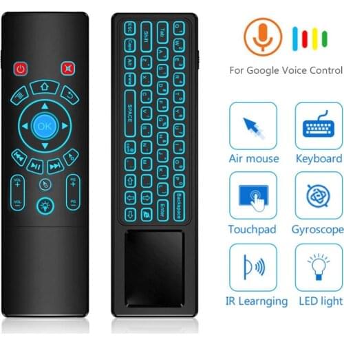 Smart T6 Plus 2.4G Air Mouse Wireless Keyboard touchpad Universal Remote Control with backlit + google voice