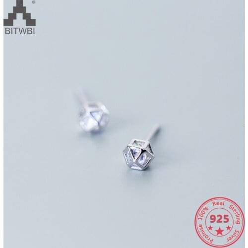 Factory Price 100% 925 Sterling Silver Fashion Minimalism Diamond Stud Earring Fine Jewelry for Female