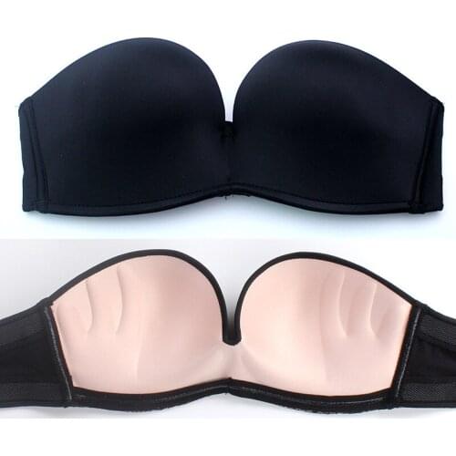 Mozhini Fashion super Push Up Bra Strapless Invisible Bra Womens Slightly Lined Support Lace Strapless Bra seamless Sexy bra