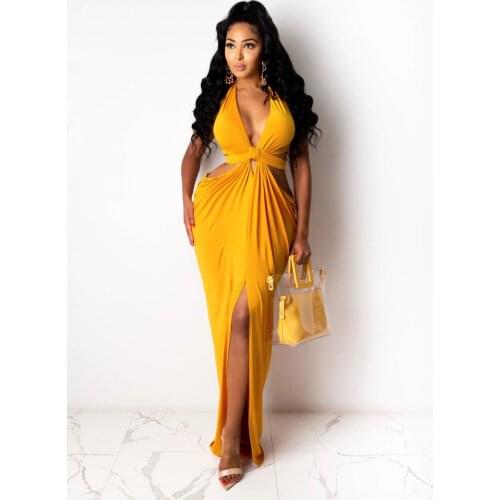 2021 Summer Personalized Dress Deep V Slit Open Waist Long Skirt New Orange Lace-up Tailoring Stretch Twill Belted Jumpsuit New