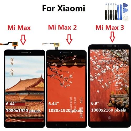 For Xiaomi Mi Max LCD Display Touch Screen Digitizer Assembly For Xiaomi Mi Max 2 LCD Max2 Max 3 Screen Replacement Black White