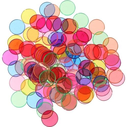 100pcs Plastic Disc Round Chips Metal Edge for Early Learning Developing