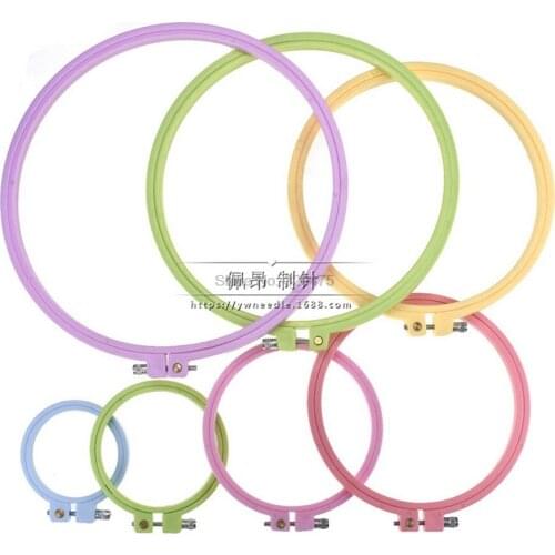 1000pcs New Candy Color Plastic Embroidery Stretch Plastic Embroidery Circle Embroidery Circle 7-25cm