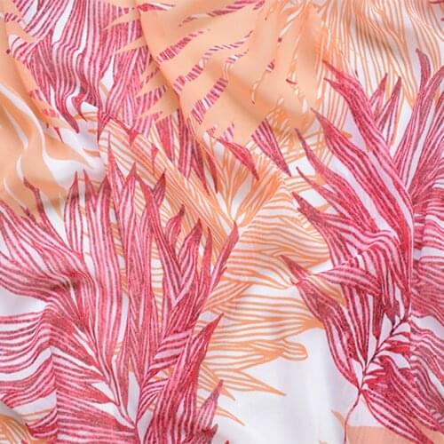 2018 high quality soft leaves printed chiffon fabric thin comfortable clothing tissue for women dress, diy material by meter